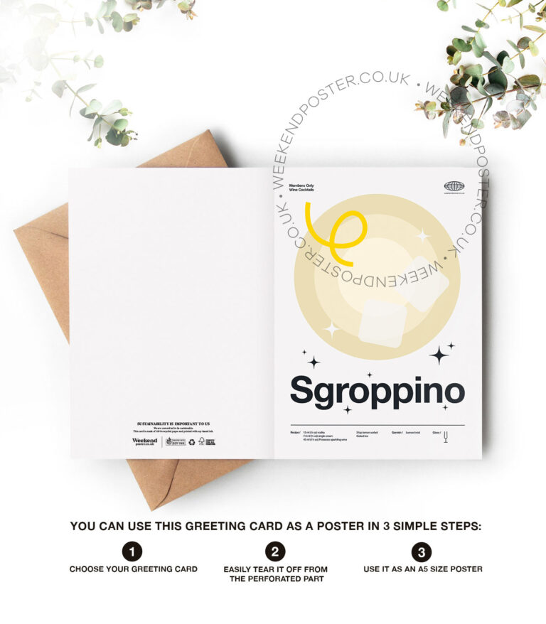 Mid-century modern Sgroppino Cocktail greeting card