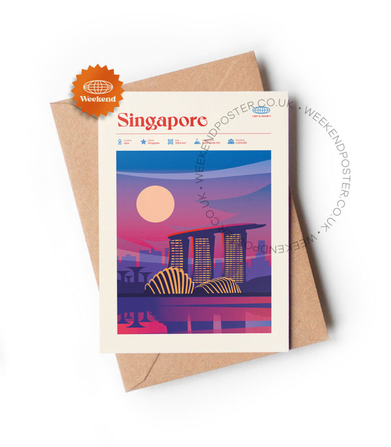 Mid-century modern Singapore retro travel greeting card