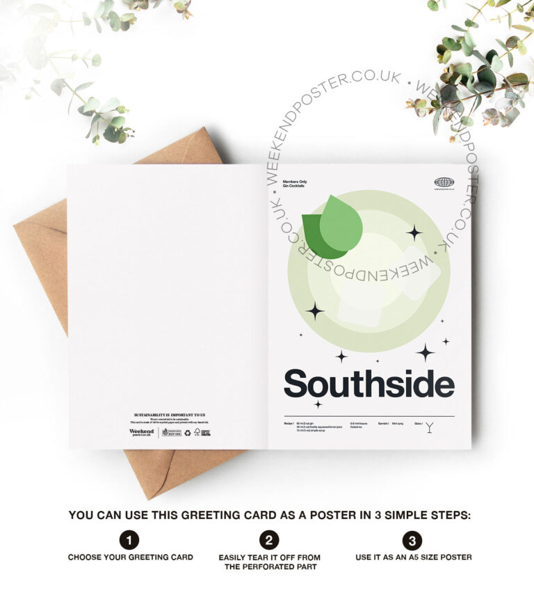 Mid-century modern Southside Cocktail greeting card