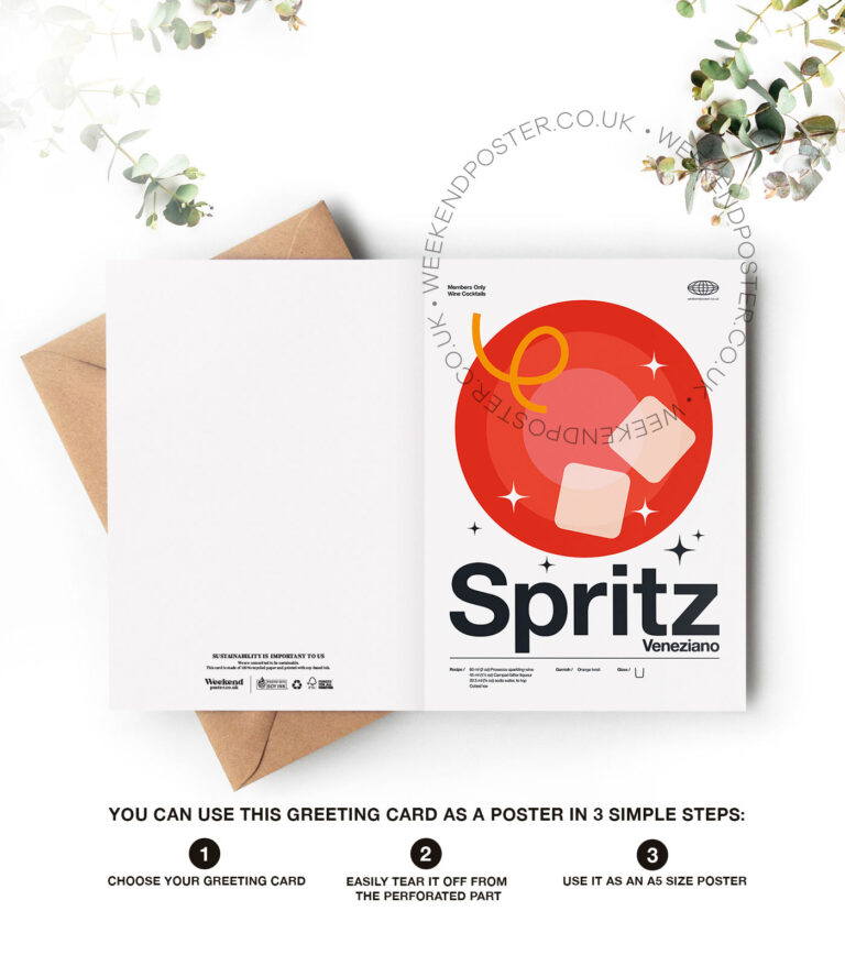 Mid-century modern Spritz Veneziano Cocktail greeting card