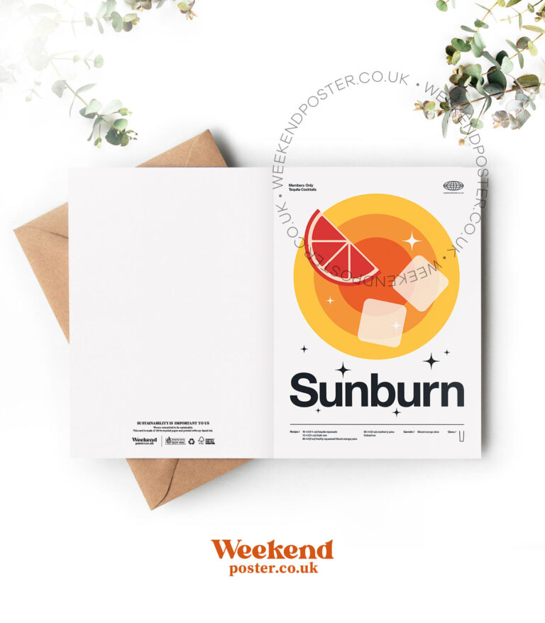 Mid-century modern Sunburn Cocktail greeting card