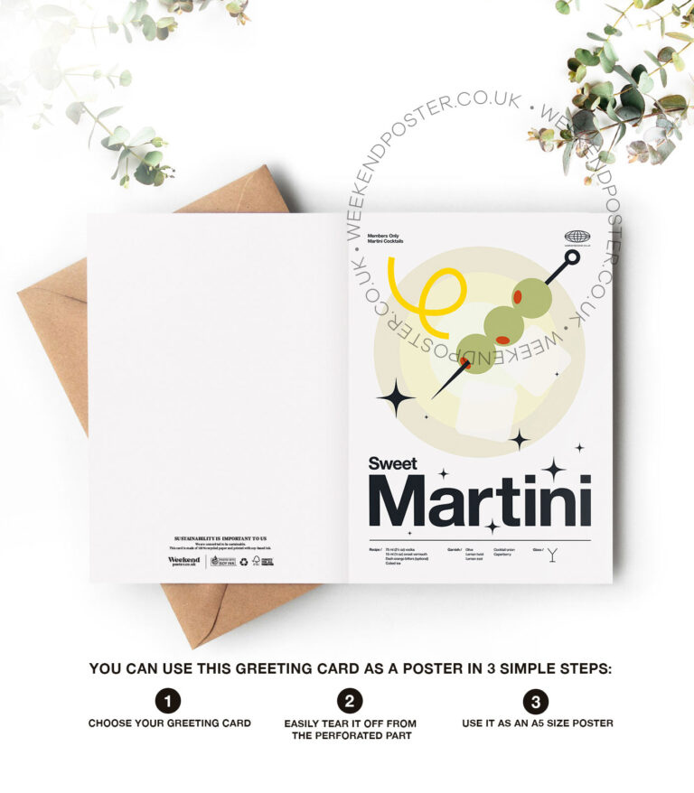 Mid-century modern Sweet Martini Cocktail greeting card