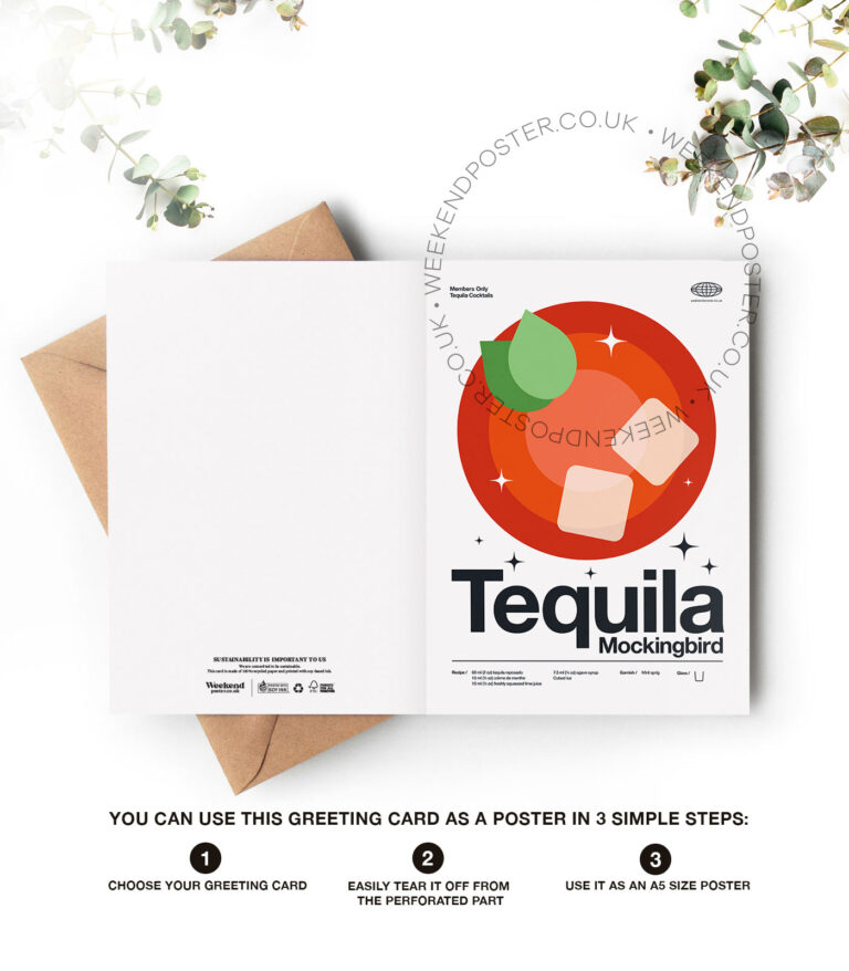 Mid-century modern Tequila Mockingbird Cocktail greeting card