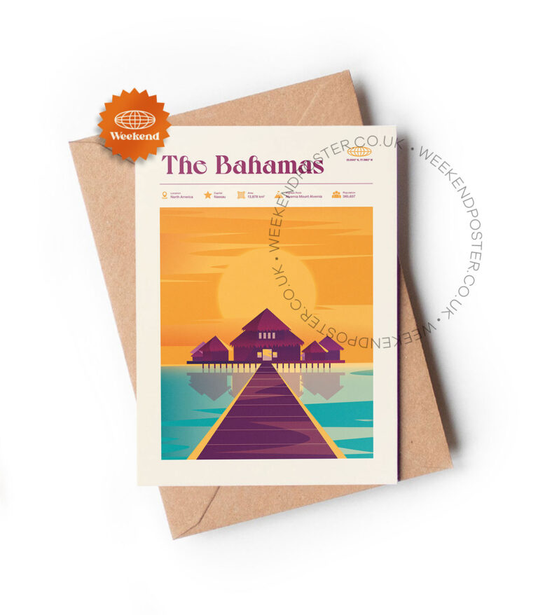 Mid-century modern The Bahamas retro travel greeting card