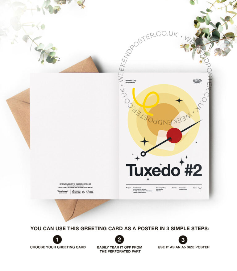 Mid-century modern Tuxedo #2 Cocktail greeting card