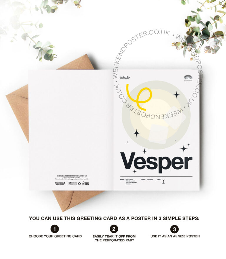 Mid-century modern Vesper Cocktail greeting card