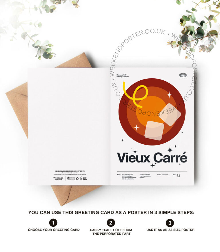 Mid-century modern Vieux Carre Cocktail greeting card