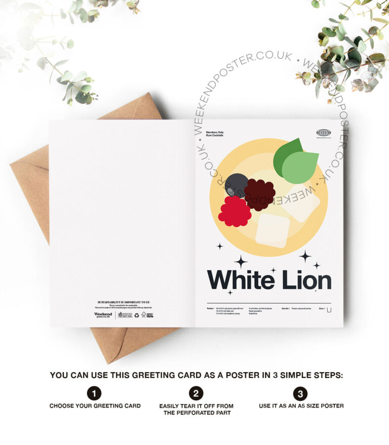 Mid-century modern White Lion Cocktail greeting card