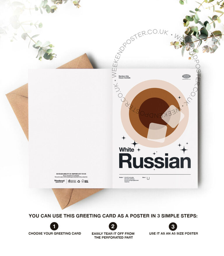 Mid-century modern White Russian Cocktail greeting card