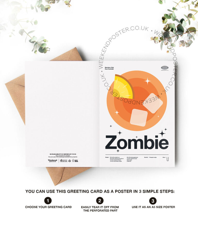 Mid-century modern Zombie Cocktail greeting card