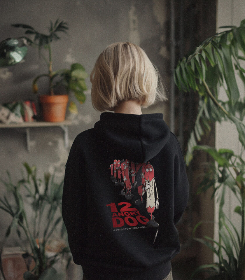 12 Angry Dog Heavyweight Organic Hoodie Black - Image 5
