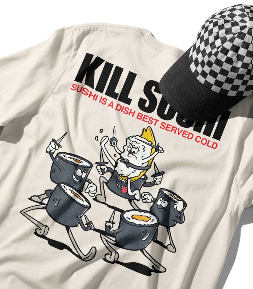 Kill Sushi Organic Heavyweight T-Shirt - Image 3