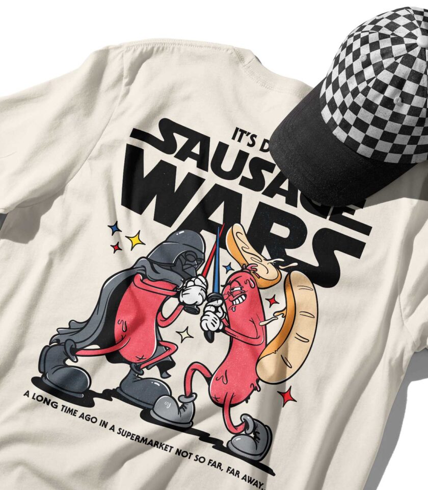 Sausage Wars Organic Heavyweight T-Shirt - Image 3