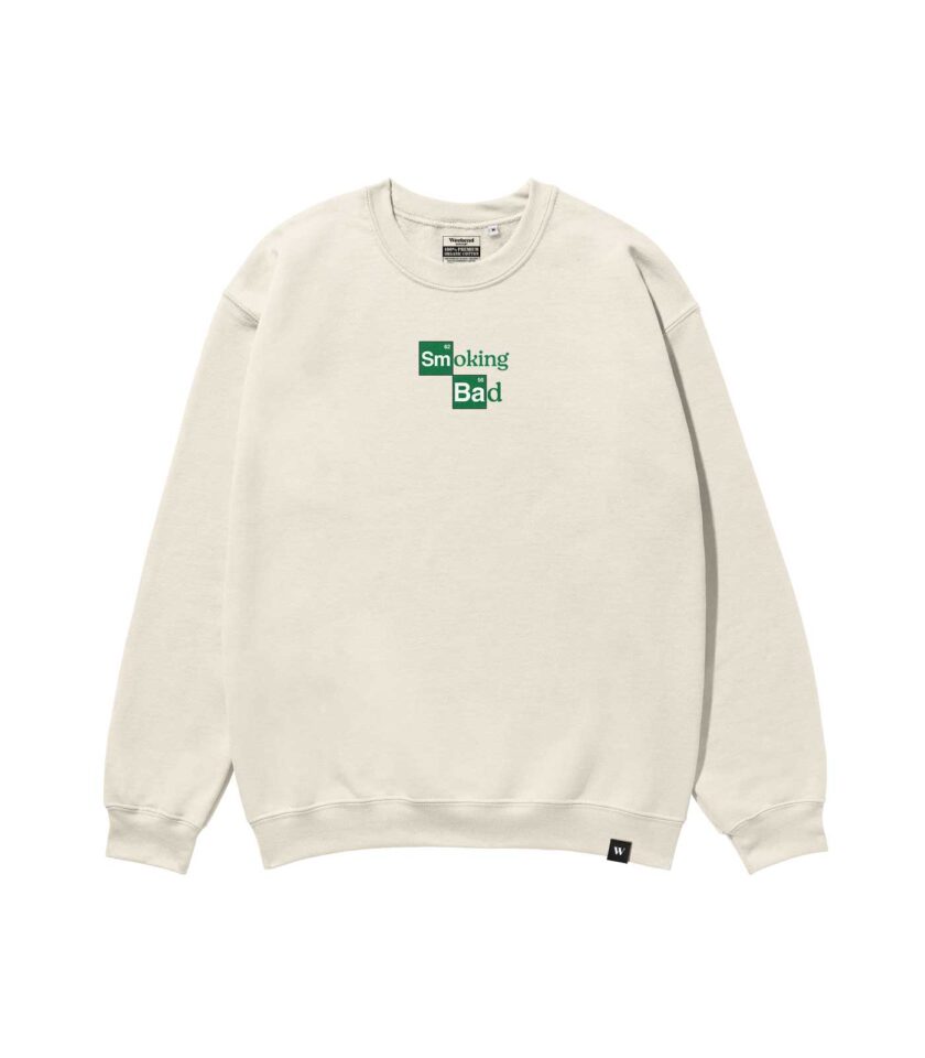 Smoking Bad Heavyweight Organic Sweatshirt Sand - Image 2