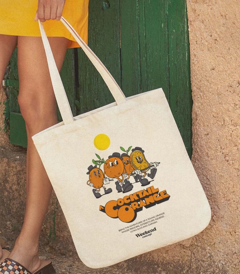 A Cocktail Orange Organic Spring Tote Bag - Image 2