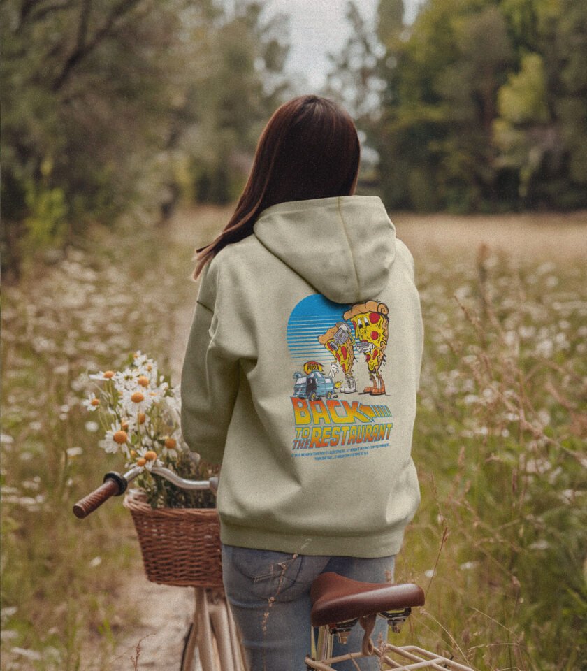 Back to the Restaurant Heavyweight Organic Hoodie Stone - Image 5