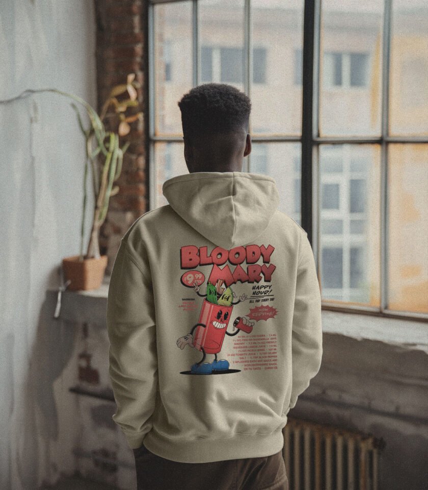 Bloody Mary Heavyweight Organic Hoodie Stone - Image 4