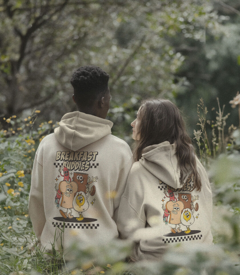 Breakfast Buddies Heavyweight Organic Hoodie Stone - Image 3