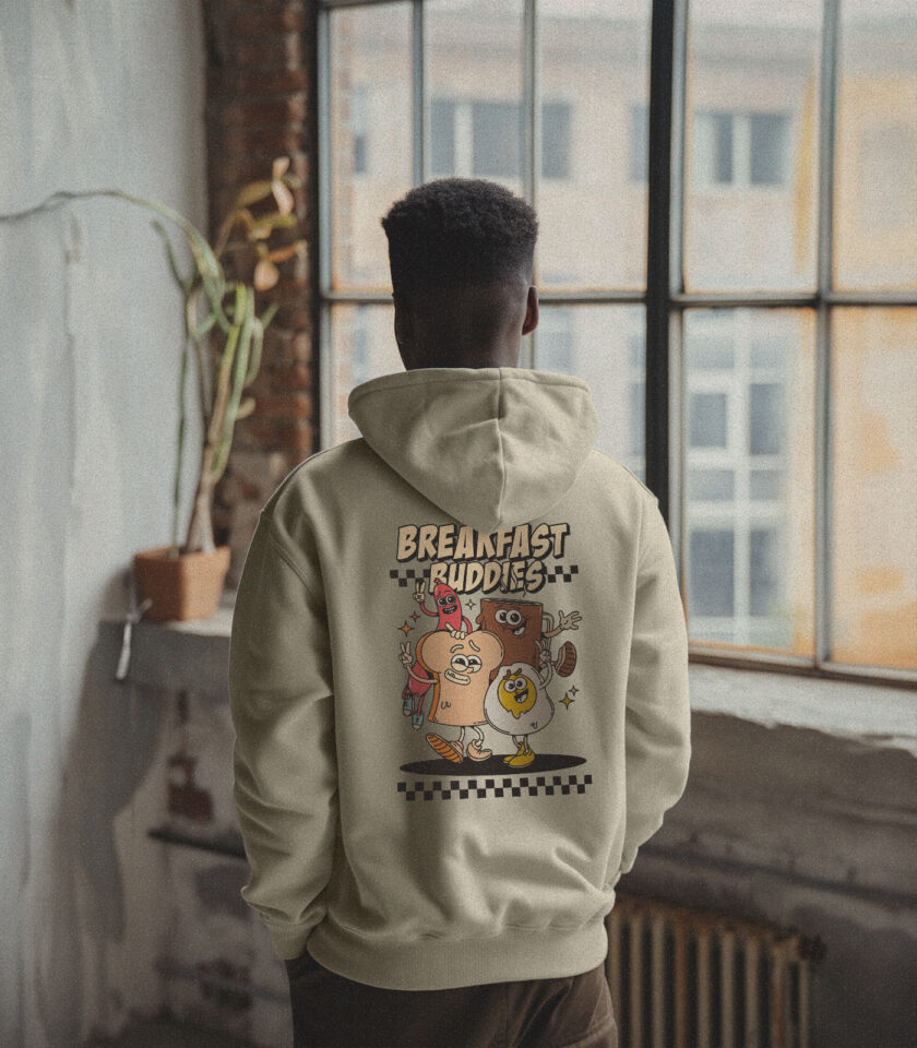 Breakfast Buddies Heavyweight Organic Hoodie Stone - Image 4