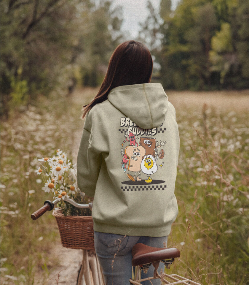 Breakfast Buddies Heavyweight Organic Hoodie Stone - Image 5