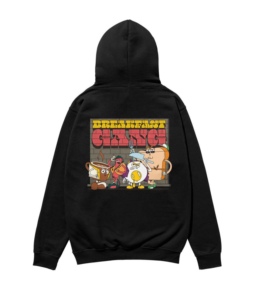 Breakfast Gang Heavyweight Organic Hoodie Black