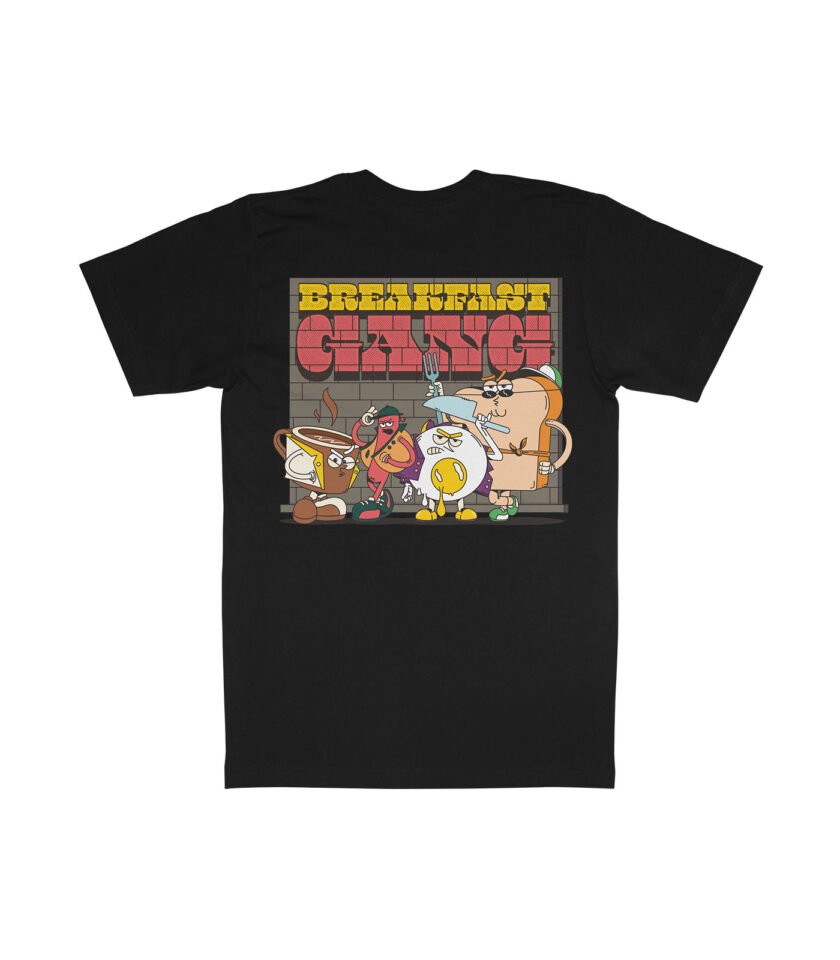 Breakfast Gang Organic Heavyweight T-Shirt Black