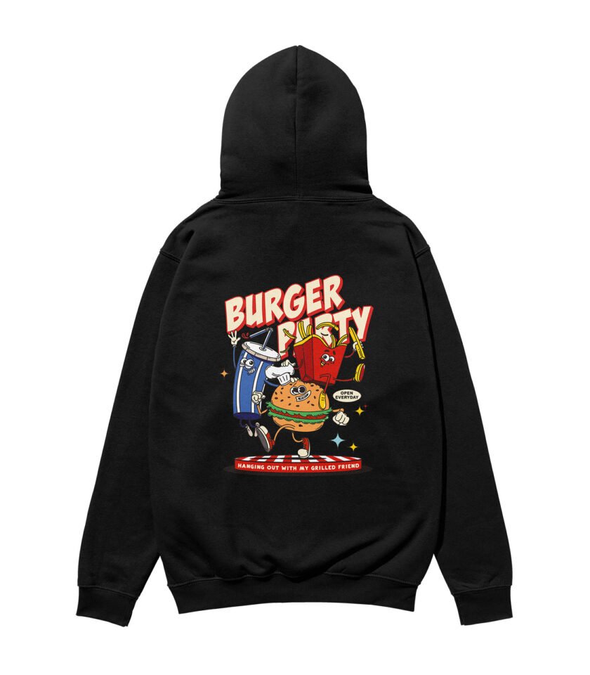 Burger Party Heavyweight Organic Hoodie Black