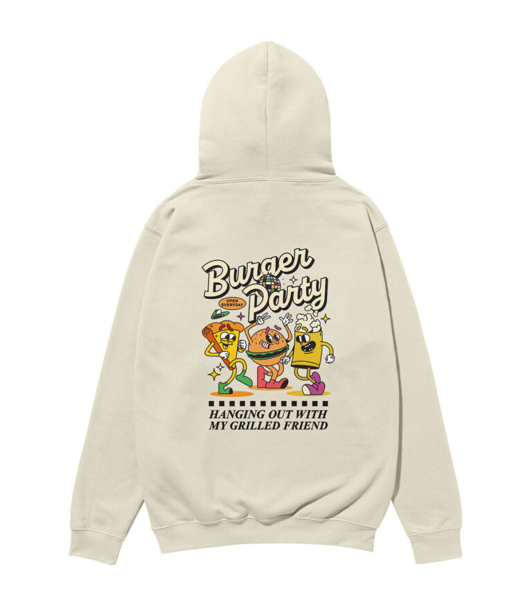 Burger Party Heavyweight Organic Hoodie Stone