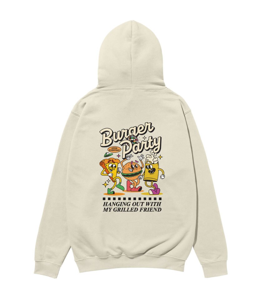 Burger Party Heavyweight Organic Hoodie Stone