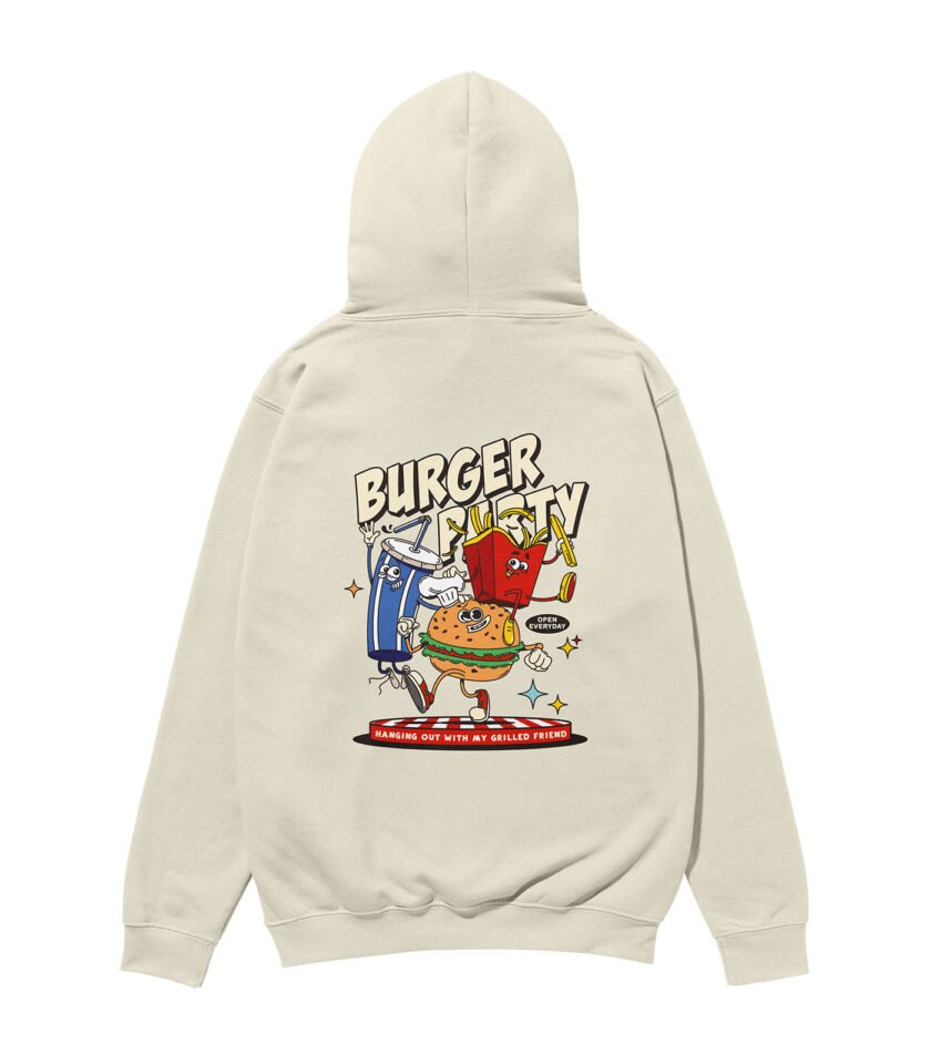 Burger Party Heavyweight Organic Hoodie Stone