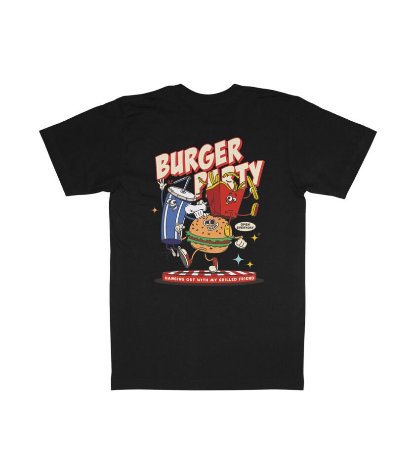 Burger Party Organic Heavyweight T-Shirt Black