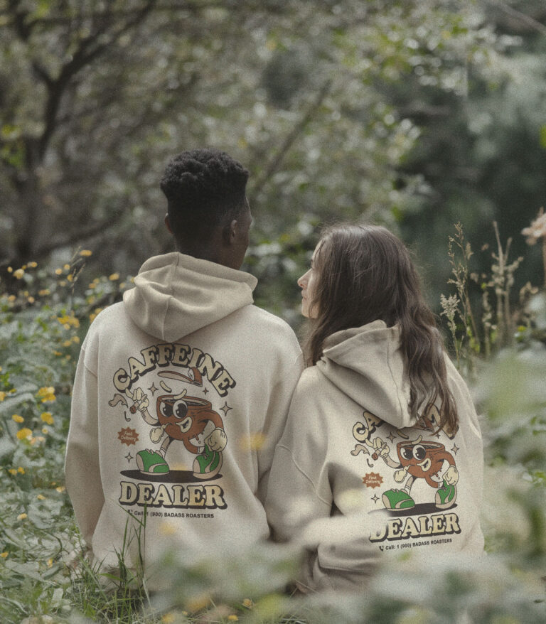 Caffeine Dealer Heavyweight Organic Hoodie Stone