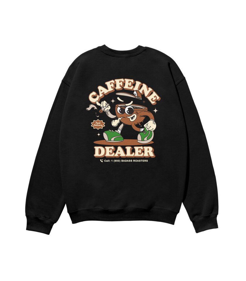 Caffeine Dealer Heavyweight Organic Sweatshirt Black