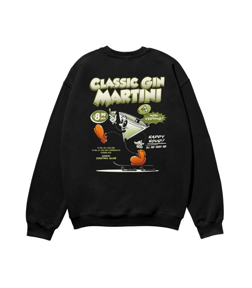 Classic Gin Martini Heavyweight Organic Sweatshirt Black