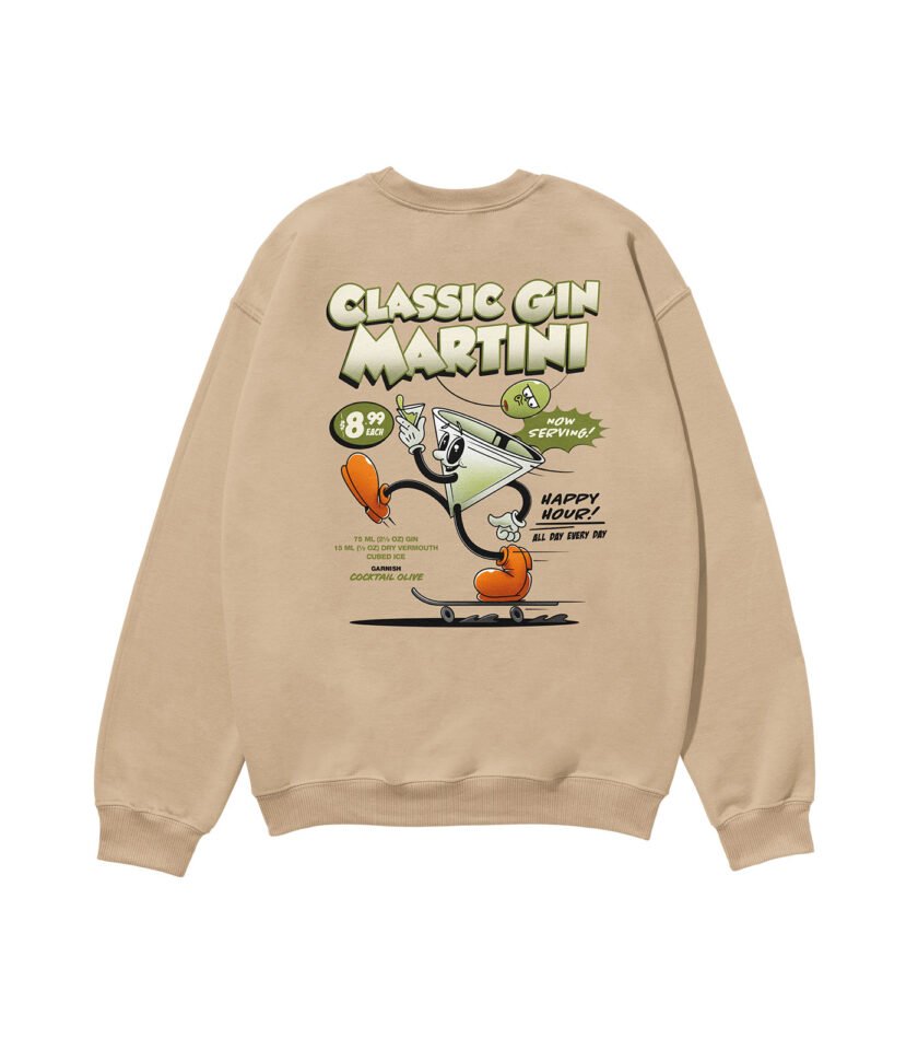 Classic Gin Martini Heavyweight Organic Sweatshirt Sand