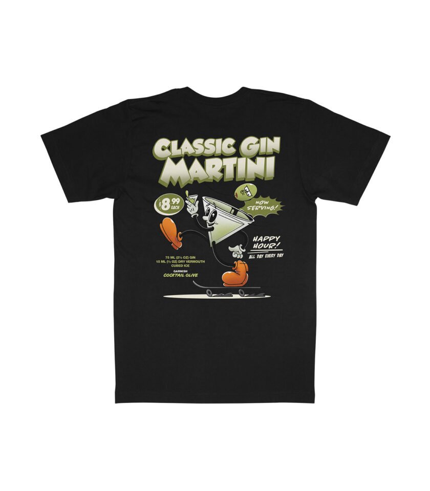 Classic Gin Martini Organic Heavyweight T-Shirt Black