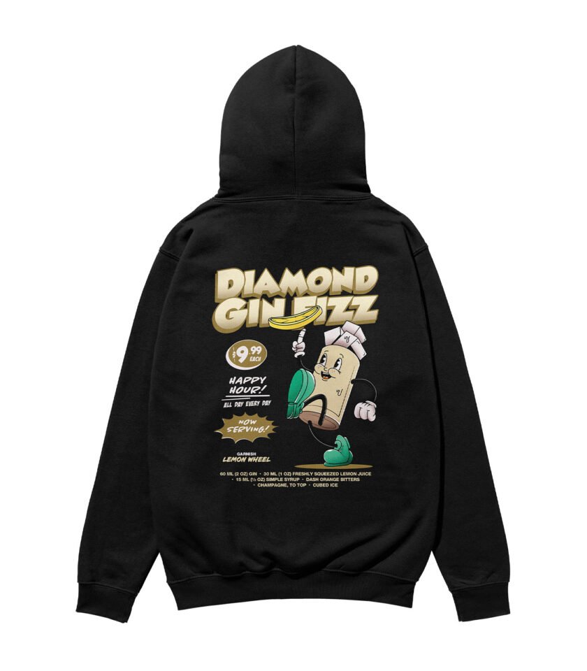 Diamond Gin Fizz Heavyweight Organic Hoodie Black