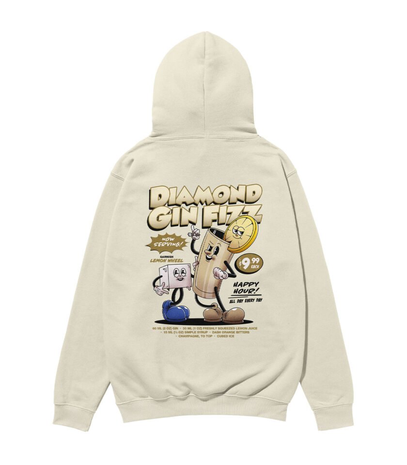 Diamond Gin Fizz Heavyweight Organic Hoodie Stone