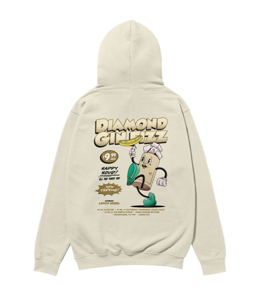 Diamond Gin Fizz Heavyweight Organic Hoodie Stone