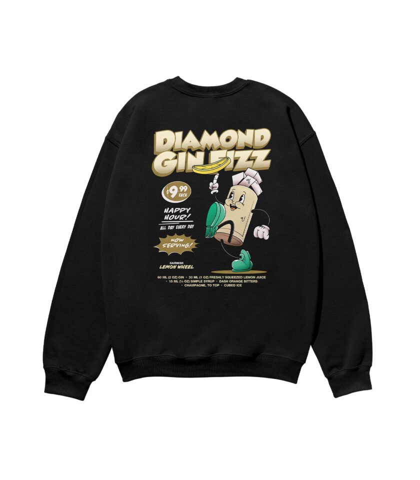 Diamond Gin Fizz Heavyweight Organic Sweatshirt Black