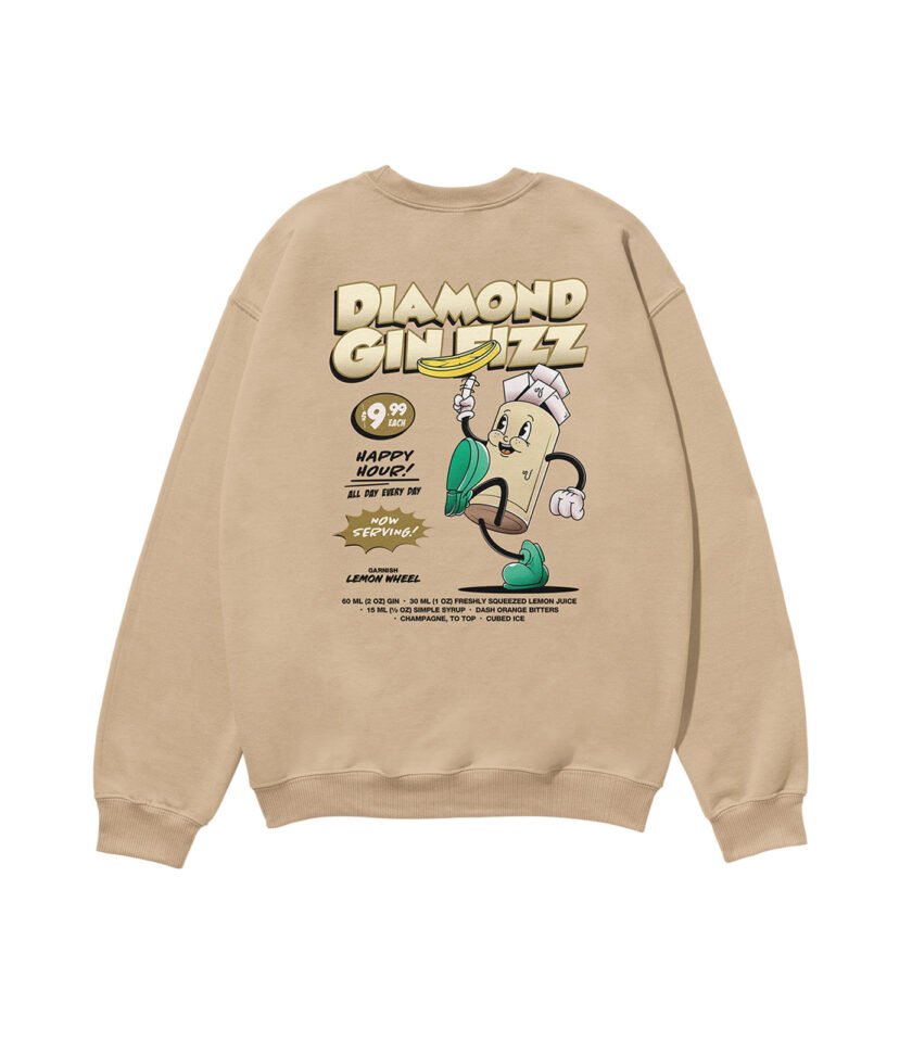 Diamond Gin Fizz Heavyweight Organic Sweatshirt Sand