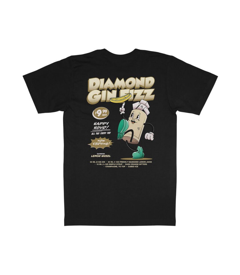 Diamond Gin Fizz Organic Heavyweight T-Shirt Black