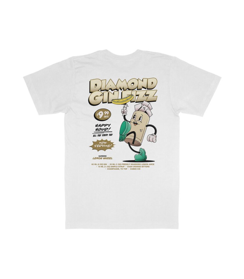 Diamond Gin Fizz Organic Heavyweight T-Shirt White