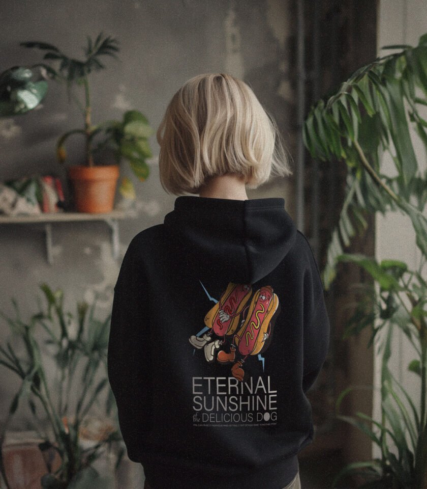 Eternal Sunshine of the Delicious Dog Heavyweight Organic Hoodie Black - Image 5