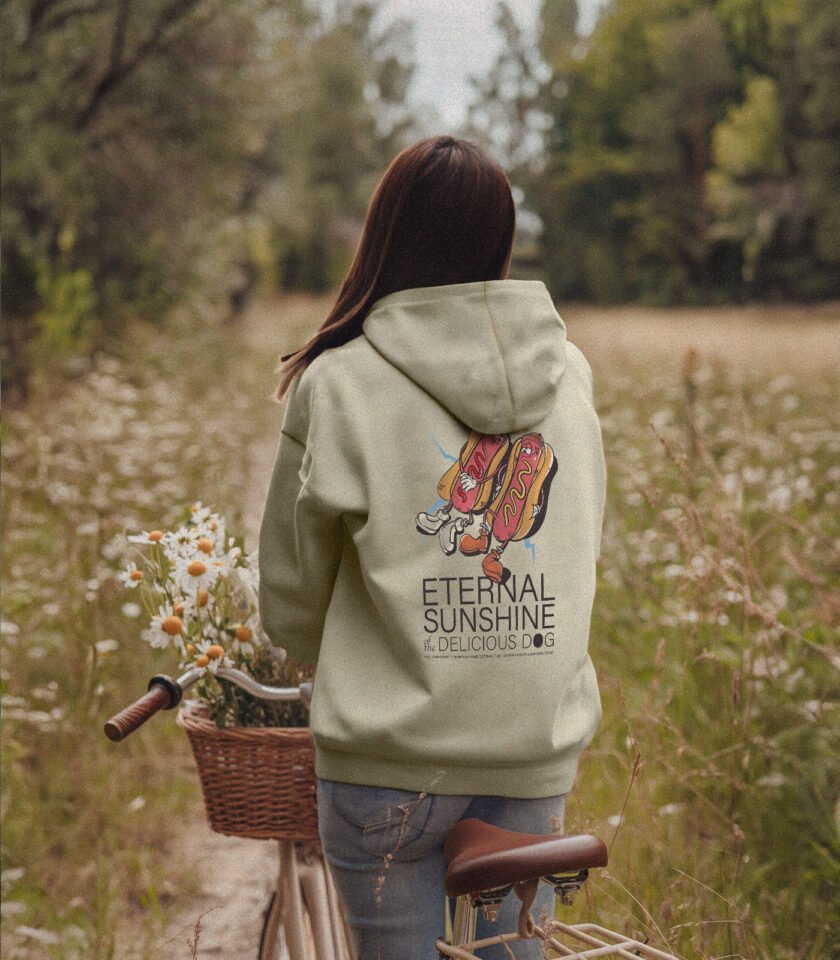 Eternal Sunshine of the Delicious Dog Heavyweight Organic Hoodie Stone - Image 5