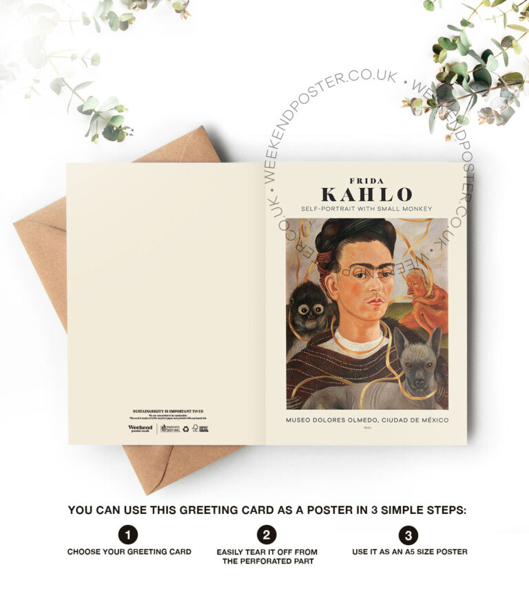 Frida Kahlo Self-Portrait with Small Monkey greeting card