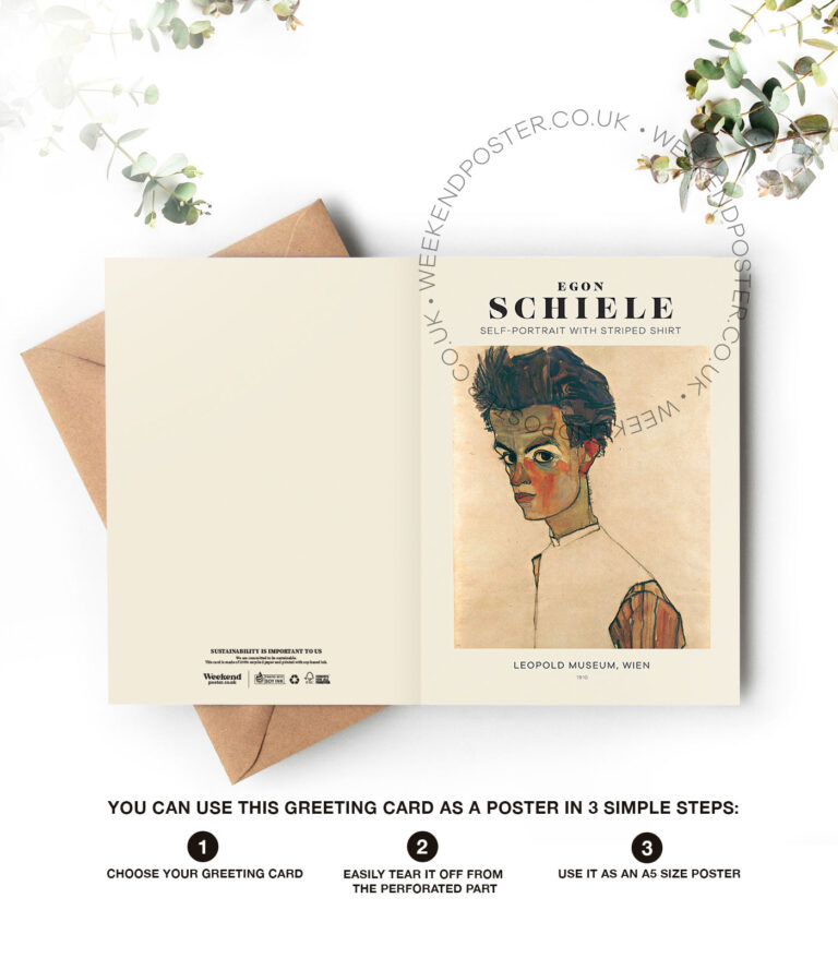 Egon Schiele Self-Portrait with Striped Shirt greeting card