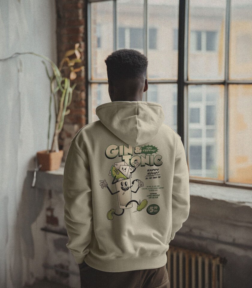 Gin & Tonic Heavyweight Organic Hoodie Stone - Image 4