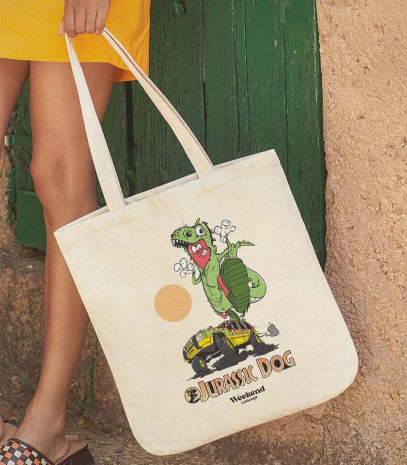 Jurassic Dog Organic Spring Tote Bag - Image 2