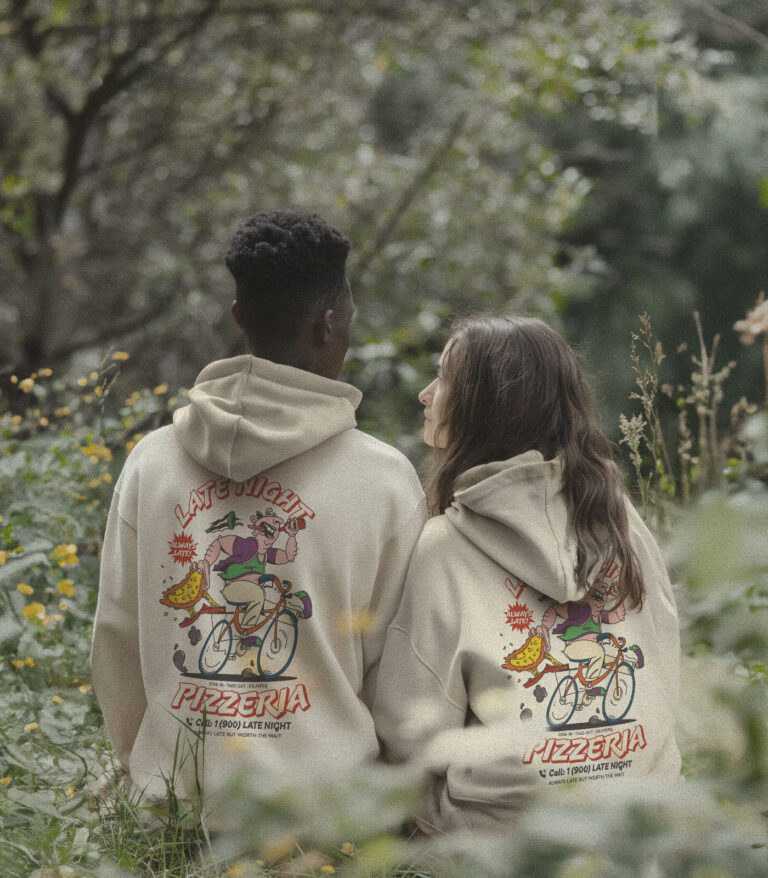 Late Night Pizzeria Heavyweight Organic Hoodie Stone